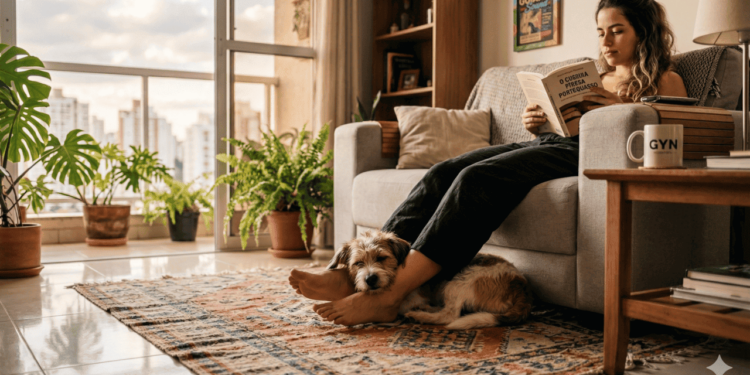 Ao deitar sobre os pés, o cachorro diminui a distância física e cria um “ponto de contato”