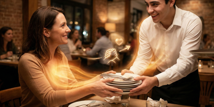 Do ponto de vista psicológico, o que significa ajudar os garçons a limpar as mesas em um restaurante