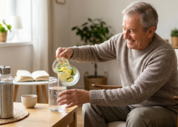 A melhor rotina de hidratação para idosos com mais de 70 anos