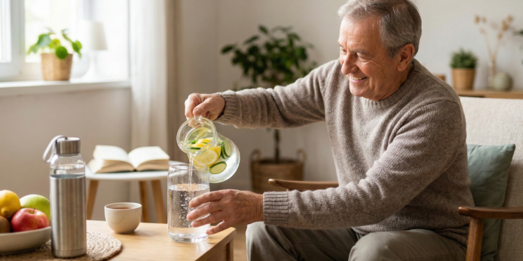 A melhor rotina de hidratação para idosos com mais de 70 anos