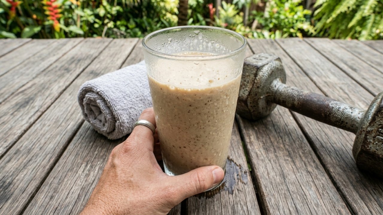 Vitamina caseira pós-treino para hipertrofia