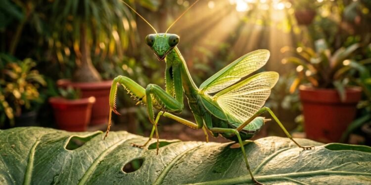 Controle biológico com louva-a-deus no jardim