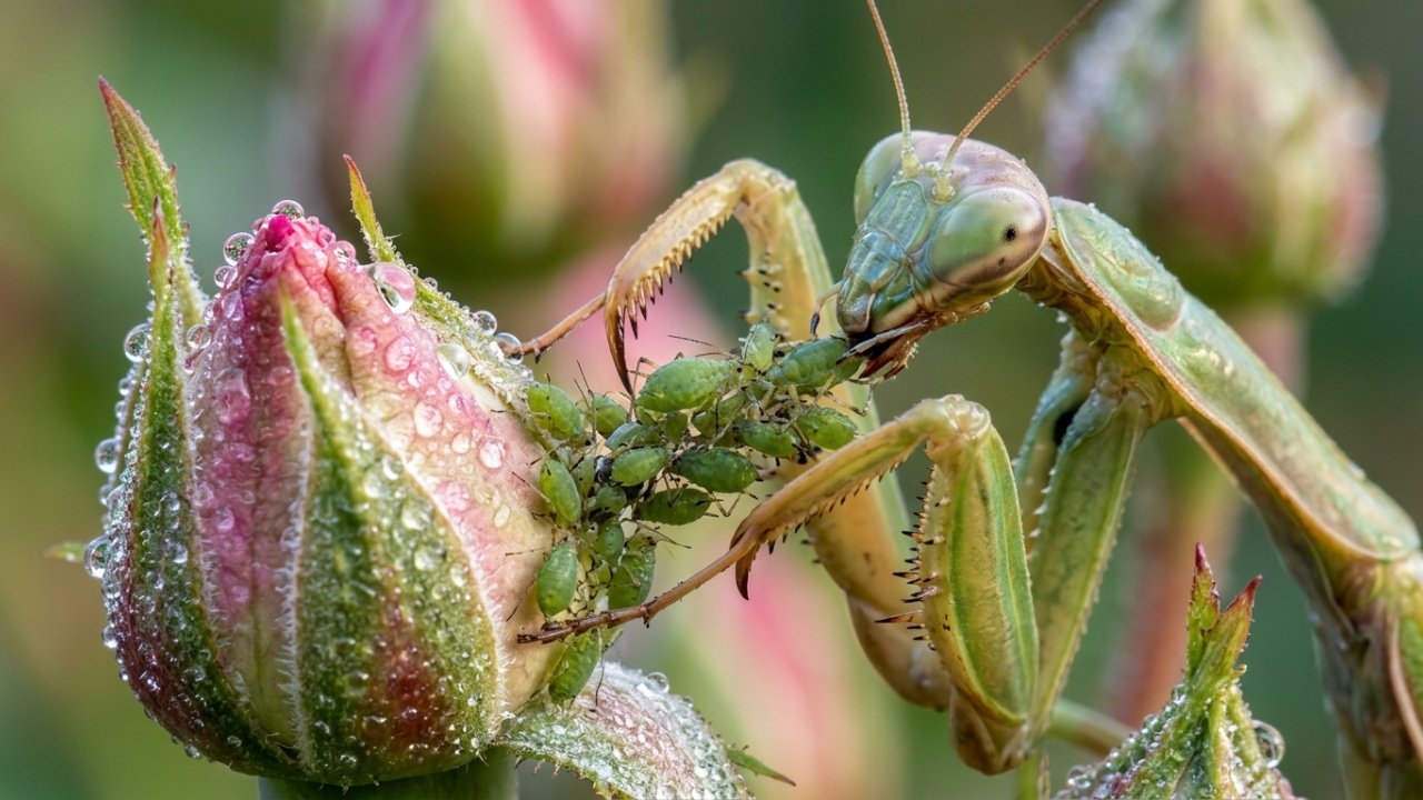 Controle biológico com louva-a-deus no jardim