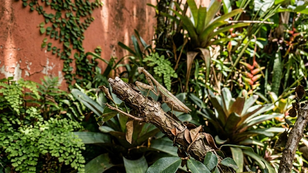 Controle biológico com louva-a-deus no jardim