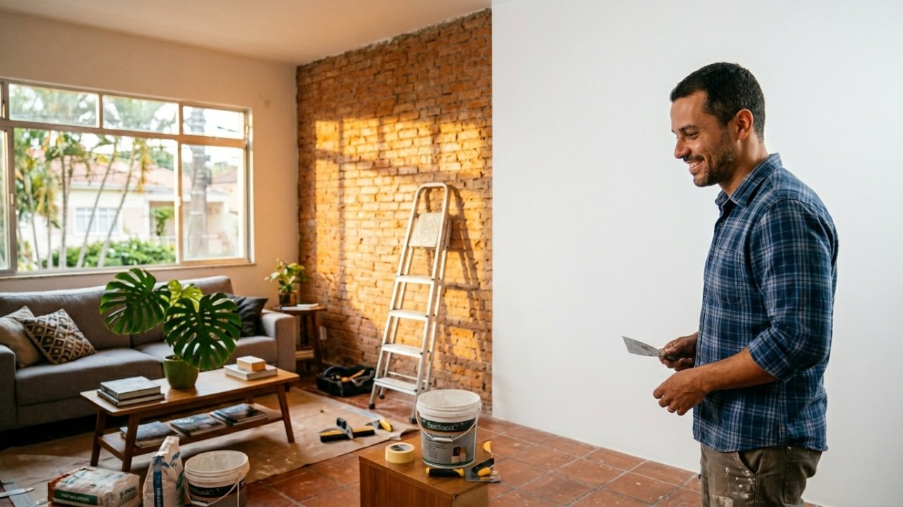 Acabamento de interiores com sistema Dot and Dab