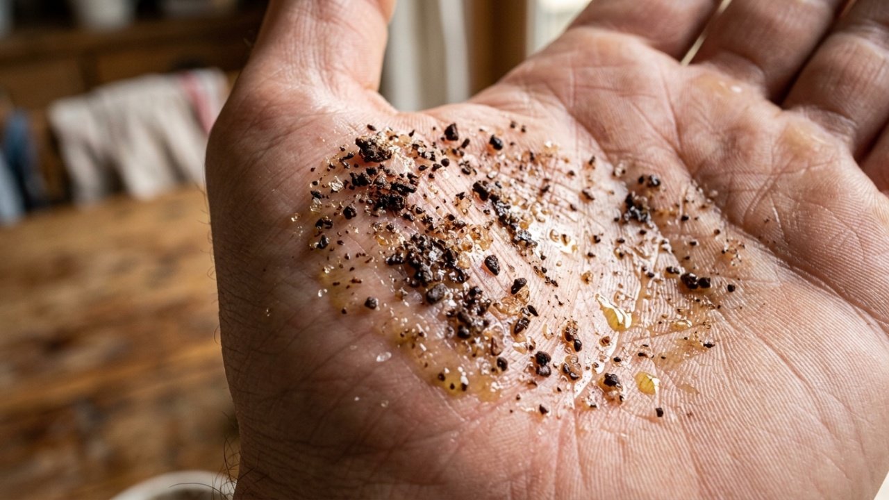 Cuidados caseiros para as mãos com café e açúcar