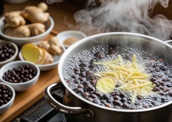 Quais são os benefícios de beber água de feijão preto torrado com gengibre?