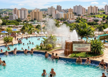 A cidade onde a água brota do chão a mais de 50°C e sobe em piscinas de parques aquáticos aquecidos naturalmente