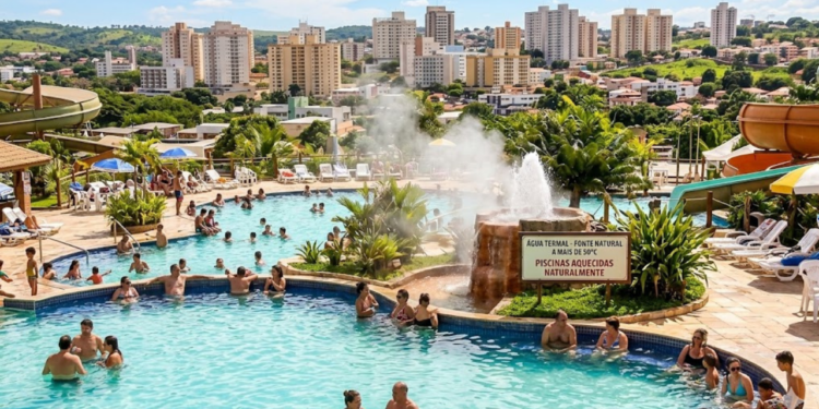 A cidade onde a água brota do chão a mais de 50°C e sobe em piscinas de parques aquáticos aquecidos naturalmente