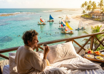 O paraíso no Nordeste com águas cristalinas naturais e casas pé na areia para dormir e acordar vendo o mar