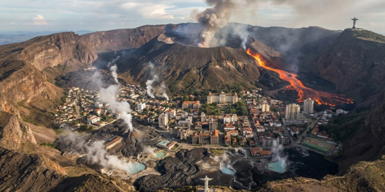 A cidade brasileira onde moradores vivem dentro de um vulcão extinto inativo com águas termais a 45 °C que curam desde o Brasil Império