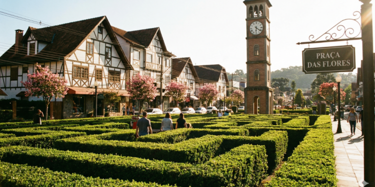 Na Serra Gaúcha, jardins floridos e casas de enxaimel atraem para uma pequena cidade onde ainda se fala alemão