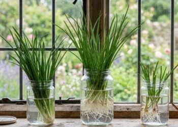 Como plantar cebolinha na água usando restos da cozinha