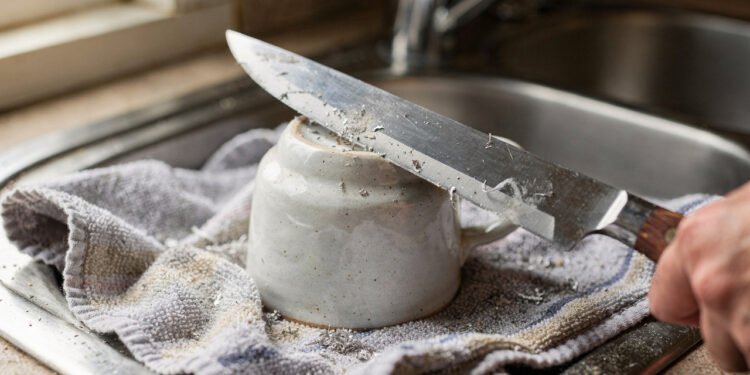 Truque simples para afiar a faca em menos de 50 segundos em casa