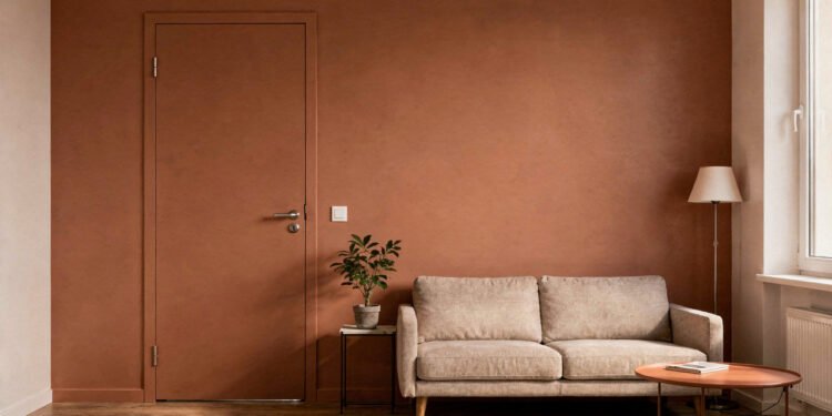 O segredo de pintar a porta da mesma cor da parede para fazer uma sala pequena dobrar de tamanho visualmente