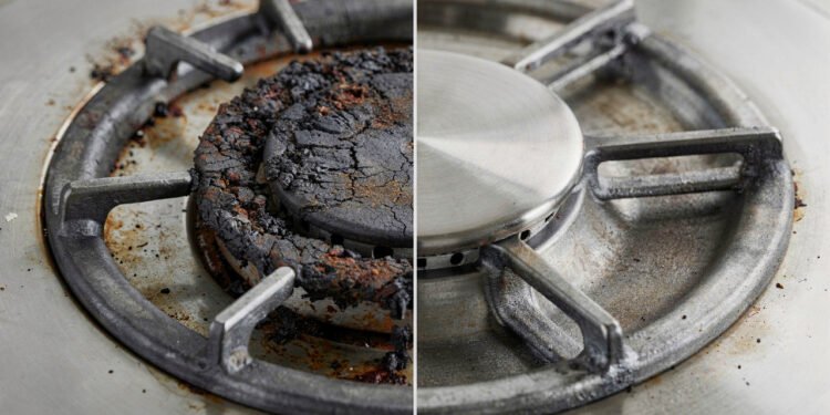 Como remover gordura antiga presa nos queimadores do fogão