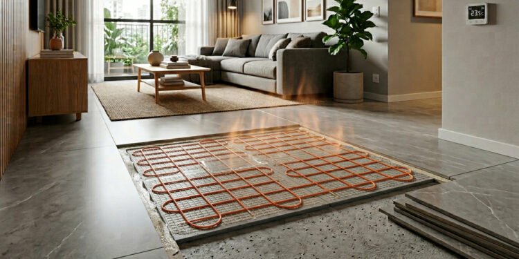 A malha elétrica ultrafina que é esticada debaixo do piso para aquecer a casa inteira sem usar aquecedores