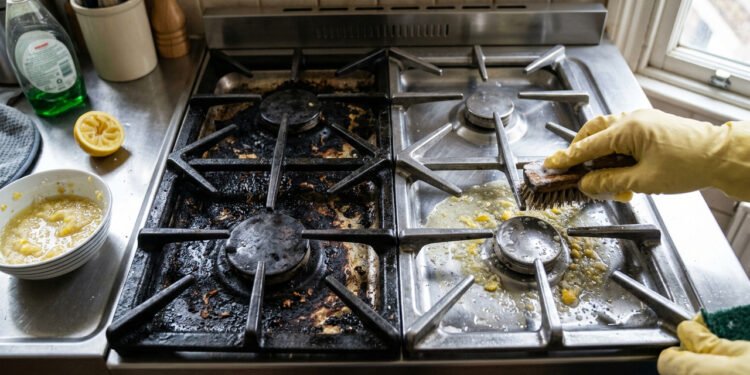 Sal grosso suco de limão e detergente misture esses 3 itens para derreter a gordura do fogão em poucos minutos
