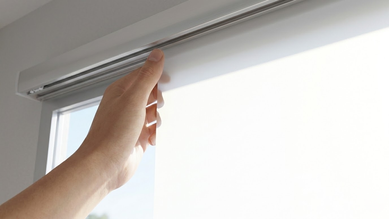 Visão em 1ª pessoa deslizando suavemente o trilho de um painel japonês