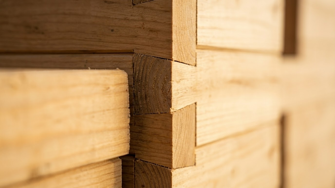 Close macro do encaixe perfeito em cauda de andorinha dos blocos