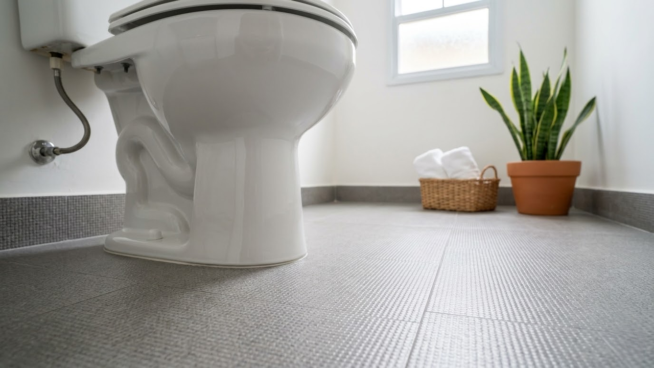 Banheiro brasileiro limpo e seco, destacando a higiene do ambiente.