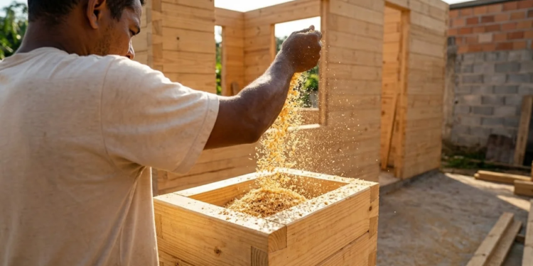 Sem pregos, parafusos ou cimento: o sistema francês de blocos de madeira que permite montar uma casa térmica em 15 dias