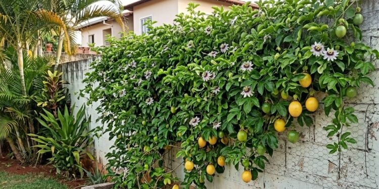 O maracujazeiro é uma das trepadeiras frutíferas mais queridas para cobrir muros