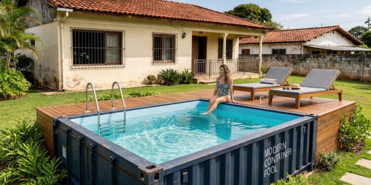 A piscina de contêiner que custa muito menos que a de alvenaria e fica pronta no mesmo dia