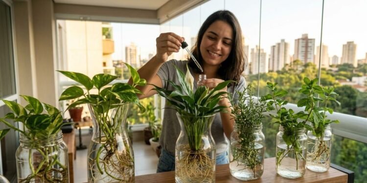Ter plantas de interior que vivem em água é, basicamente, manter as raízes submersas em um recipiente com água