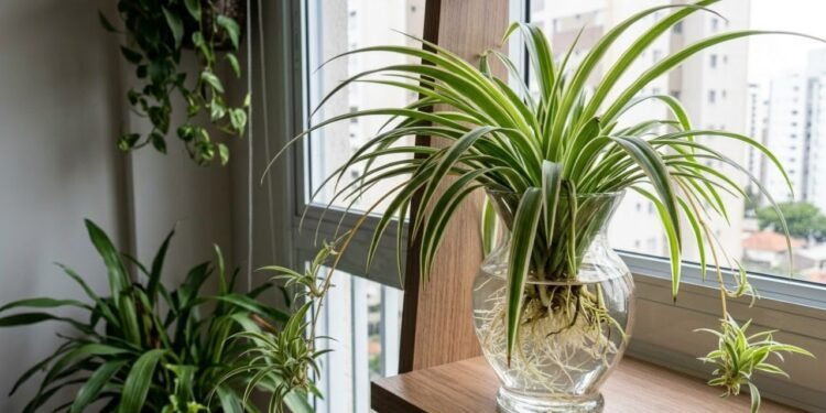 á a planta-cinta, conhecida como “malamadre”, é facilmente cultivada a partir dos brotos laterais