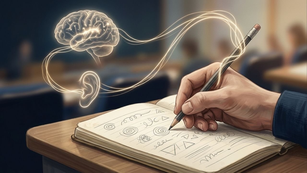 Estudos mostram que alunos que rabiscavam as bordas dos cadernos durante as explicações com frequência estavam ativando o que hoje é conhecido como retenção de foco prolongado