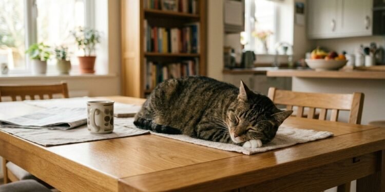O que significa quando o gato dorme na sua mesa de trabalho