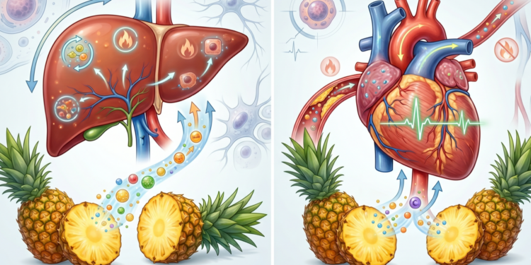 O que o abacaxi faz no fígado e na saúde cardiovascular