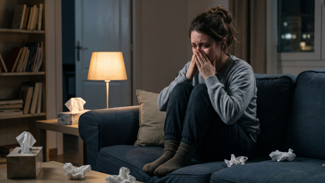 Pessoas que pedem desculpas por chorar mesmo estando sozinhas, e não é sensibilidade, é resíduo de uma infância onde a emoção era algo que se esperava limpar antes que alguém visse a bagunça