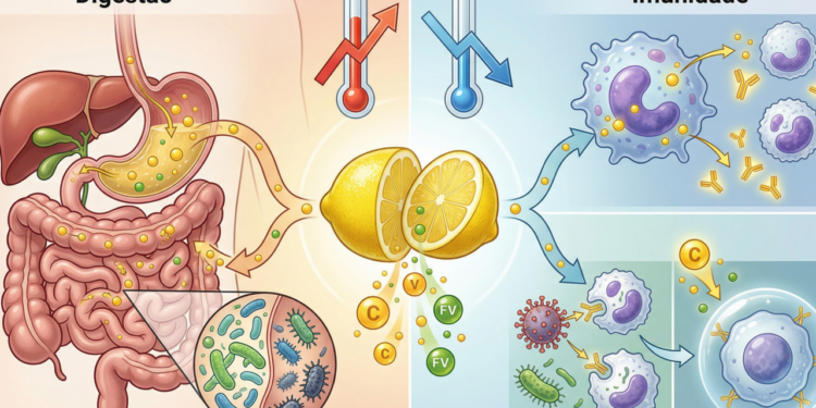 O que o limão faz na digestão e na imunidade durante mudanças de temperatura