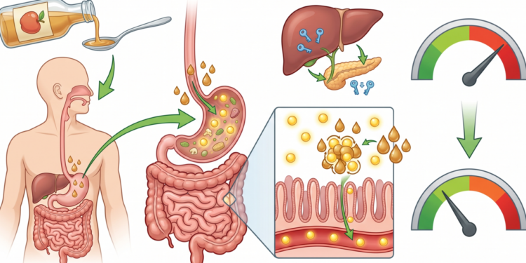 O que o vinagre de maçã faz no intestino e no açúcar no sangue