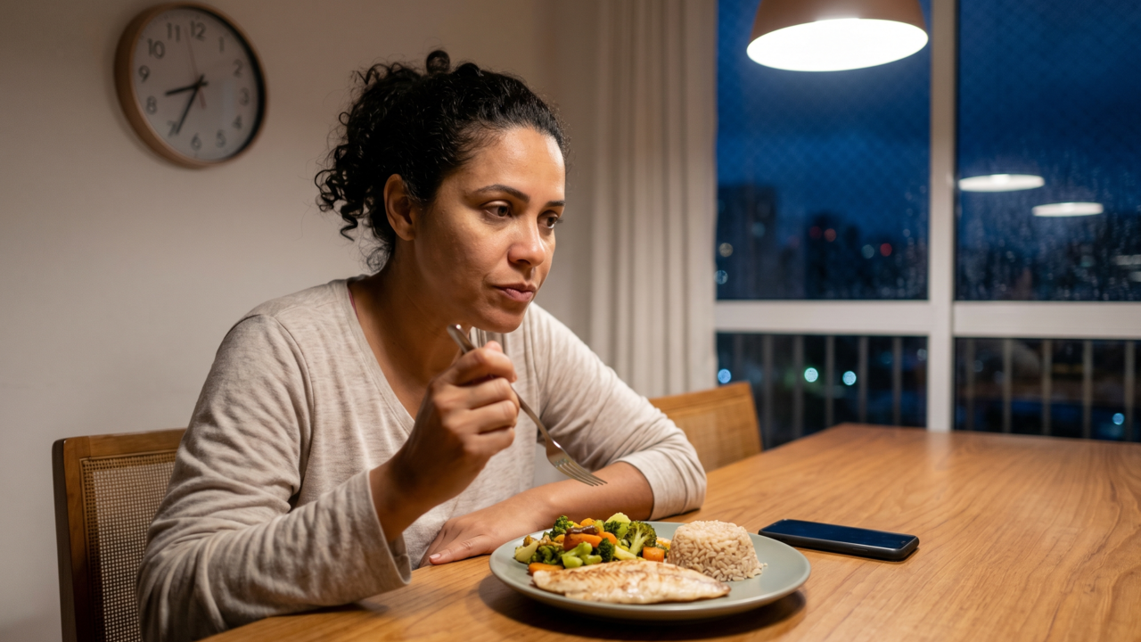 Nutricionista revela, o problema do jantar não é comer à noite, é exagerar em alimentos ricos em carboidratos refinados