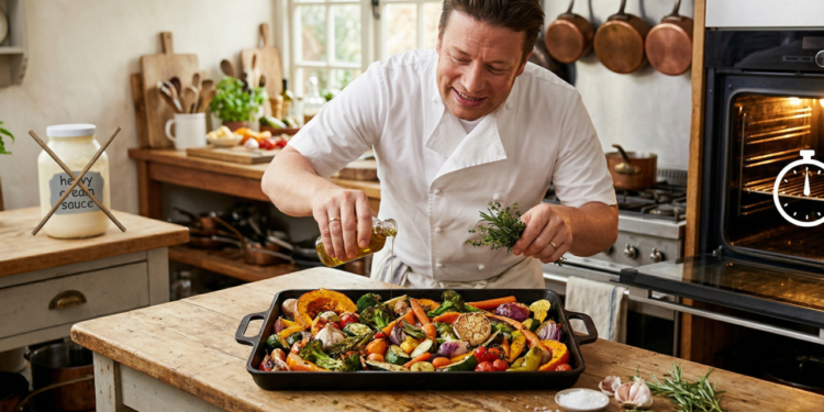 Chef Jamie Oliver: “Legumes saborosos não precisam de molhos pesados, mas de assar no tempo certo com temperos simples”
