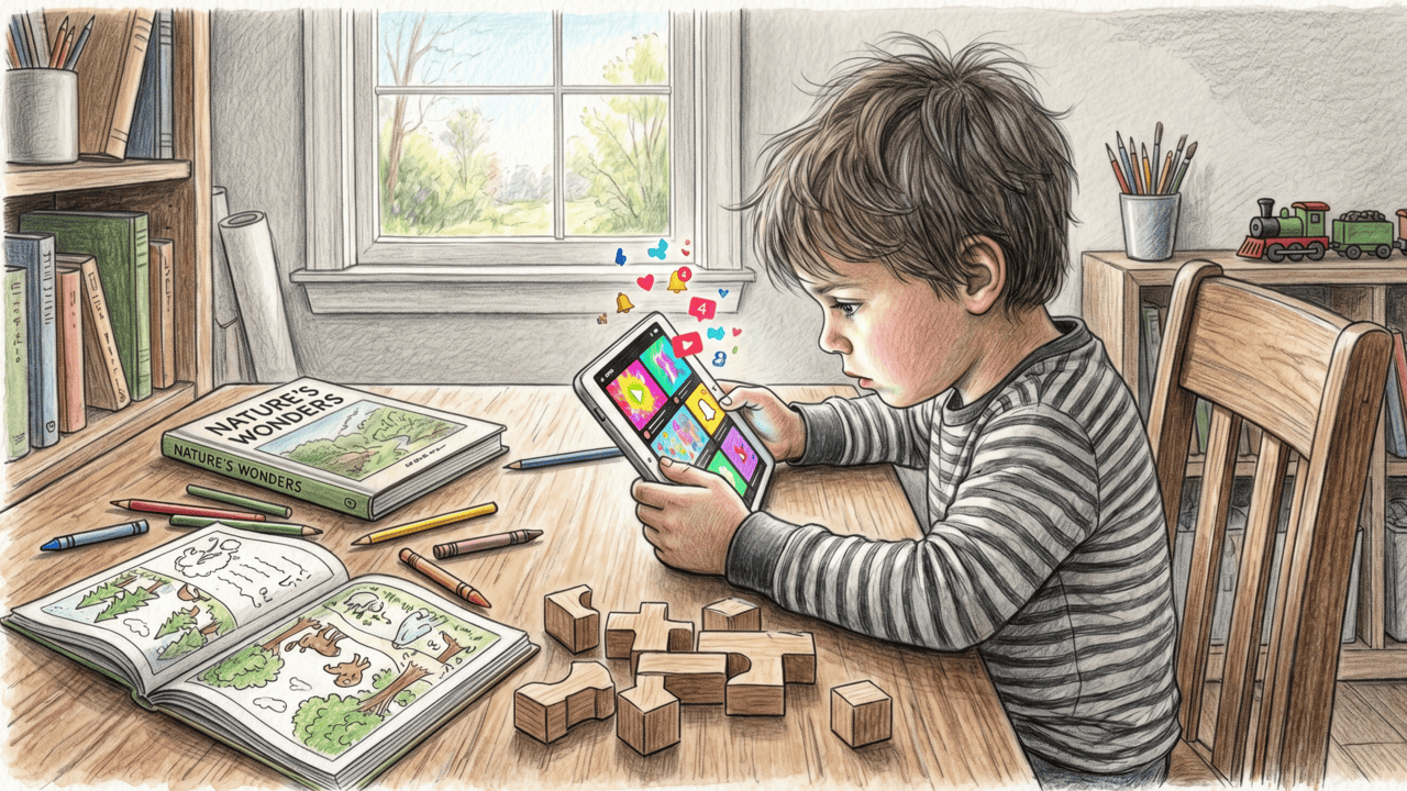 Estudos mostram que crianças que passavam menos tempo em telas estavam desenvolvendo maior capacidade de concentração