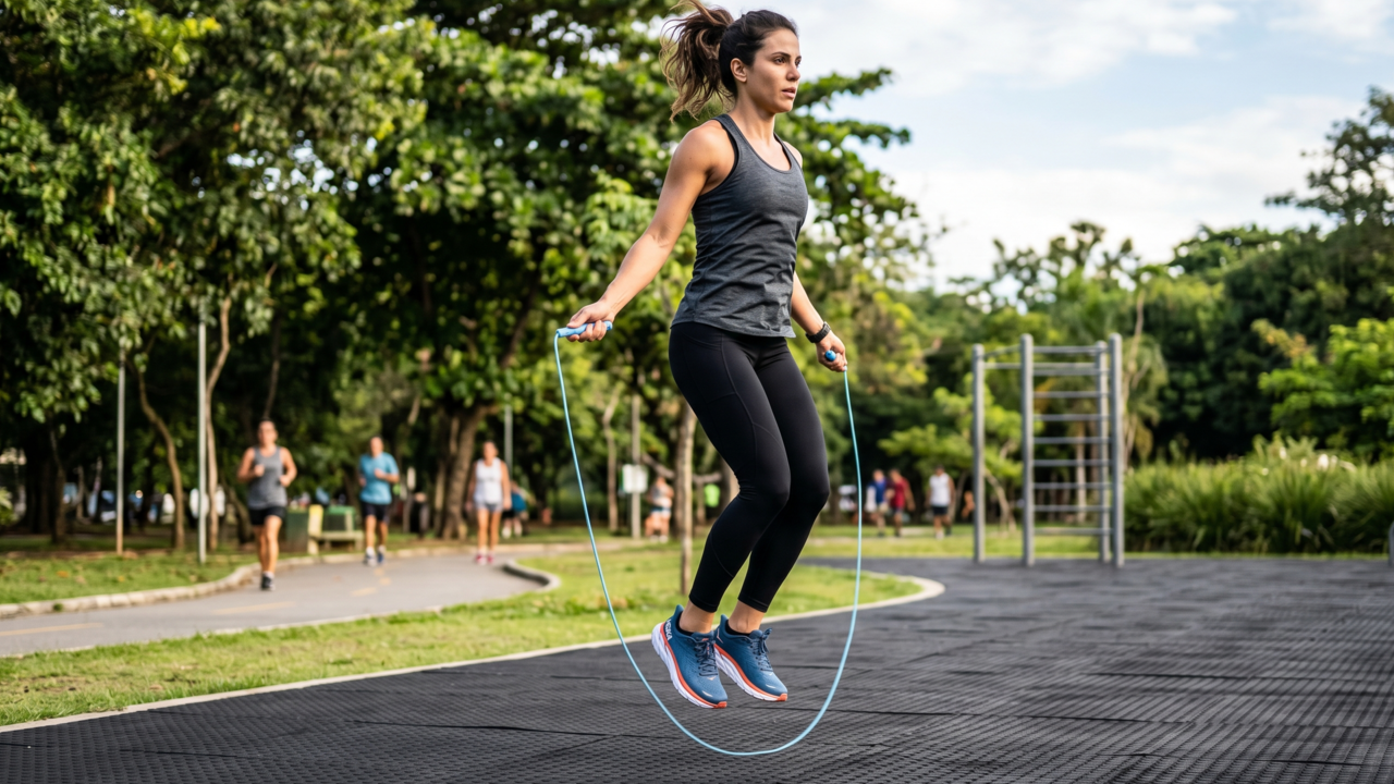 Pular corda gasta mais calorias que bicicleta ergométrica leve, mas o resultado só aparece sem pausas longas entre as séries