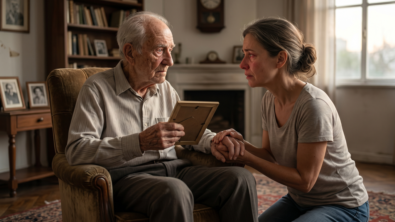 A parte mais difícil de assistir um pai desenvolver demência não é o esquecimento. São os momentos em que elas lembram perfeitamente e você vê a pessoa de antes passar os olhos, e ambos sabem que é passageiro, e nenhum dos dois diz isso