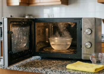 Como limpar o micro-ondas em 3 minutos sem esfregar, usando apenas água e vinagre