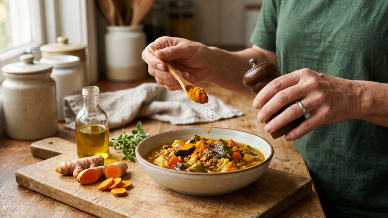 O que a cúrcuma faz no intestino e nas articulações após os 40 anos