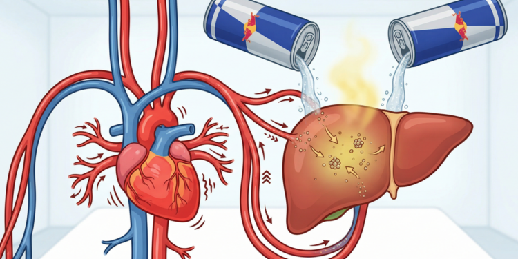 O que o Red Bull faz no fígado e na saúde cardiovascular
