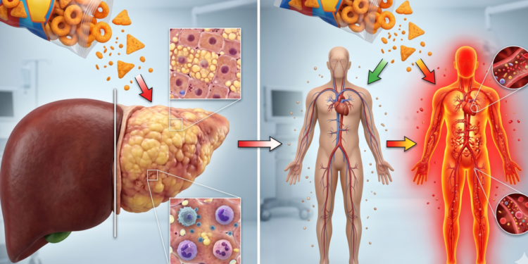 O que comer salgadinhos industrializados faz no fígado e nos níveis de inflamação do corpo