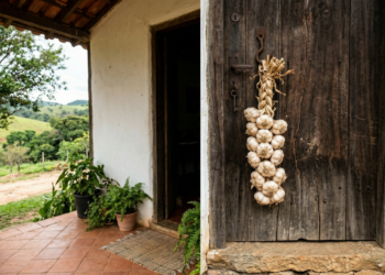 Poucos sabem qual o sentido de colocar alho atrás da porta de casa