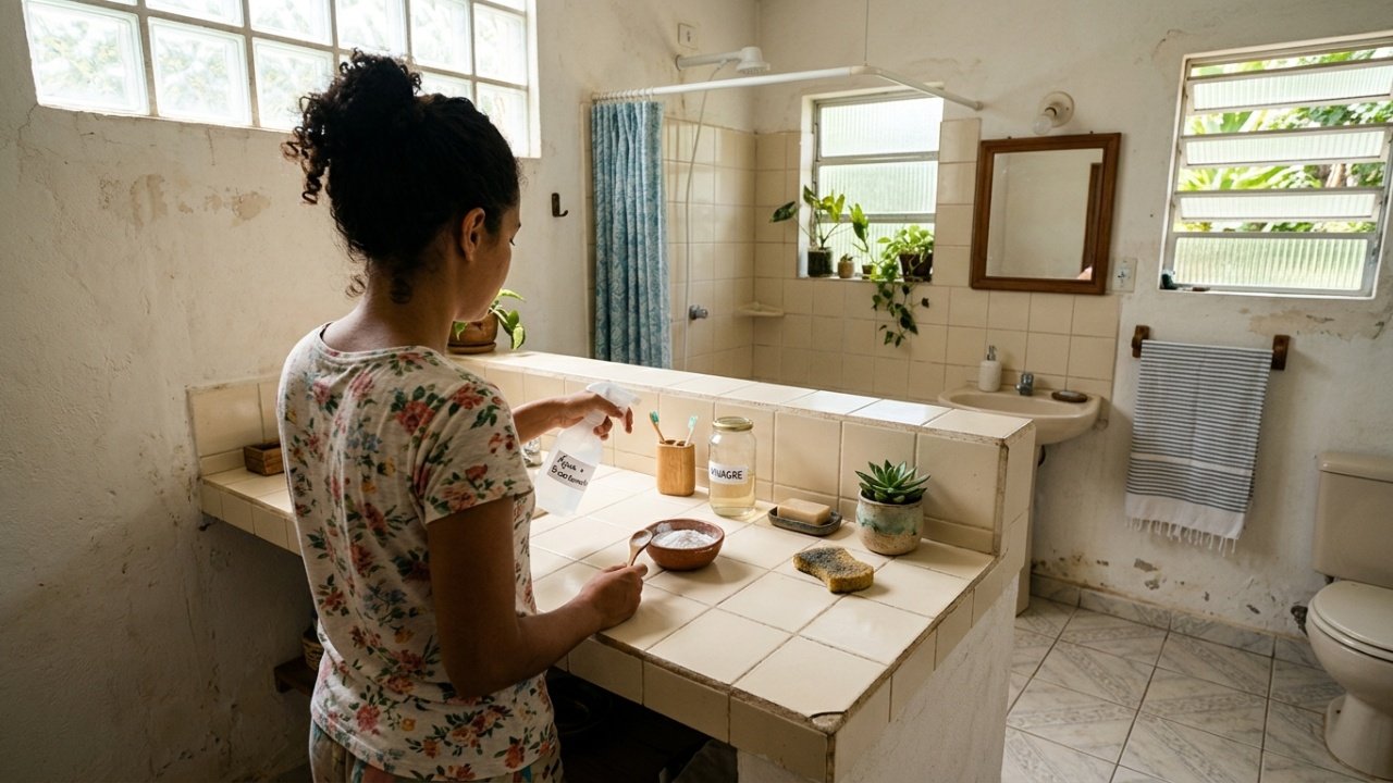 Remoção natural de mofo em banheiros