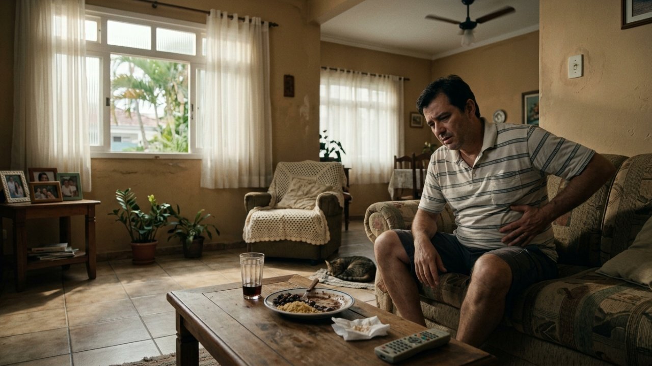 Dor no lado direito do abdômen: gases ou problema no fígado/vesícula