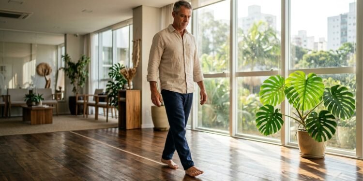 Caminhar em linha reta por alguns passos