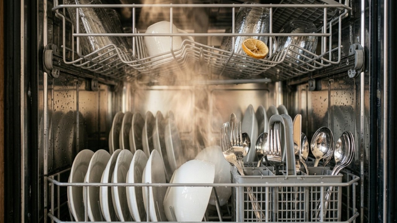 Colocar limão na máquina de lavar louça